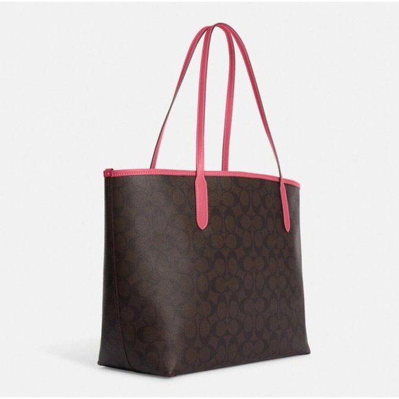 NEW Coach City Tote Varsity Brown & Pink Signature Coated Canvas Handbag CB869 - Picture 12 of 12